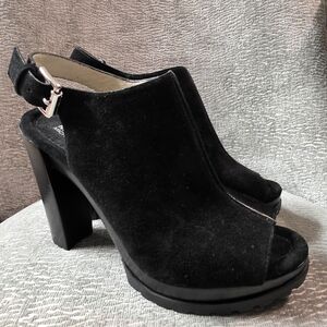 Sexy Michael Kors Suede Leather Black "Flynn" Slingback Pumps Heels Woman Size 9